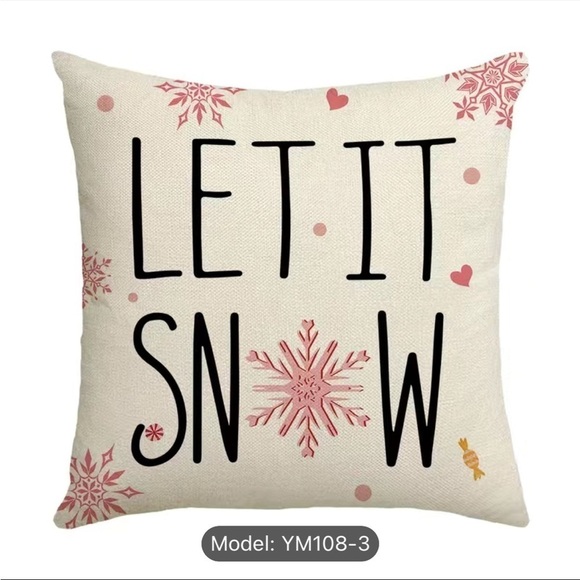 Set of 2 Christmas pillow covers pink Christmas linen blend NEW HOLIDAY DECOR - Picture 7 of 9